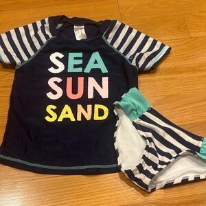 Cat & Jack Navy and Striped Swim Rashguard Set